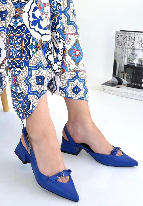 BİÇOMİ Rewat Mavi Cilt Topuklu Ayakkabı - Image 1