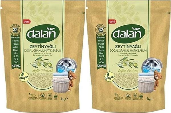 Dalan Zeytin Mucizesi Zeytinyağlı Granül Matik Sabun Tozu 32 Yıkama 2 x 1 KG - Image 1