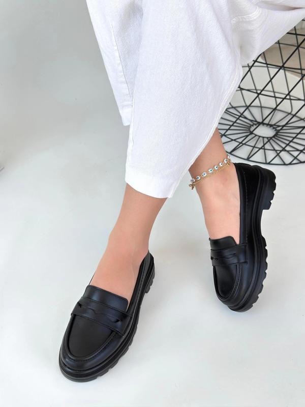 BİÇOMİ Narli Siyah Cilt Oxford Ayakkabı - Image 1