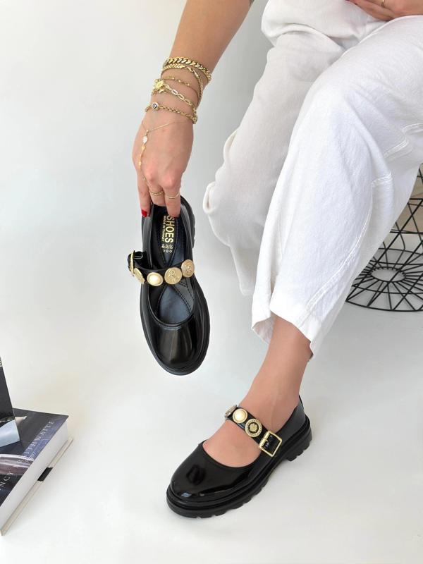 BİÇOMİ Okira Siyah Rugan Oxford Ayakkabı - Image 1