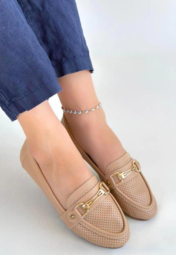 BİÇOMİ Rain Nude Cilt Babet Ayakkabı - Image 1