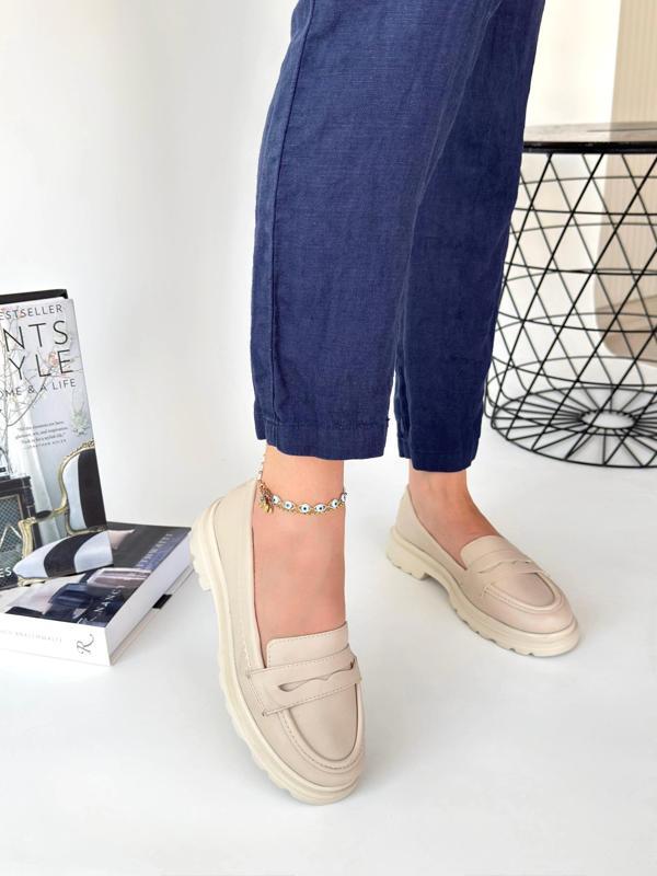 BİÇOMİ Narli Bej Cilt Oxford Ayakkabı - Image 1