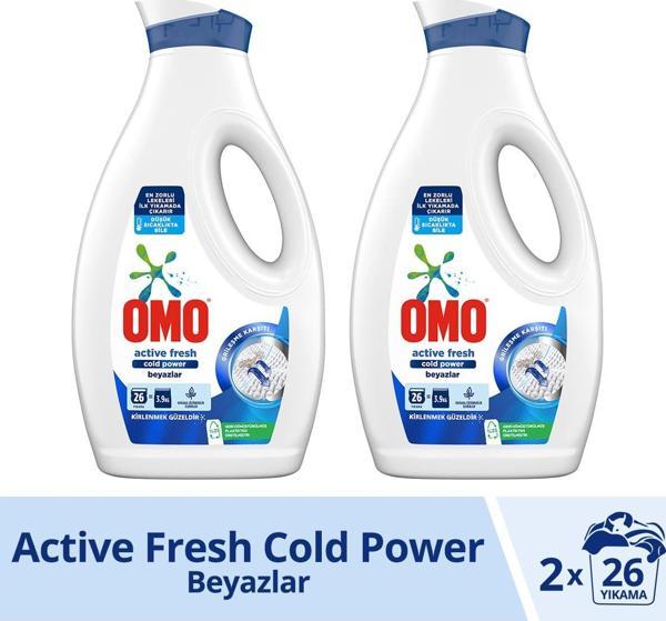 Omo Sıvı Çamaşır Deterjanı Active Fresh Beyazlar Için Leke Çıkarıcı 2 x 1690 ML - Image 1