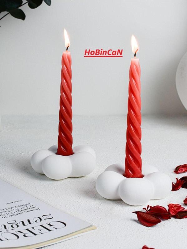 Pelirum Buble Çiçek Model İkili Şamdan ( Mum Dahil Değildir ) - Image 1