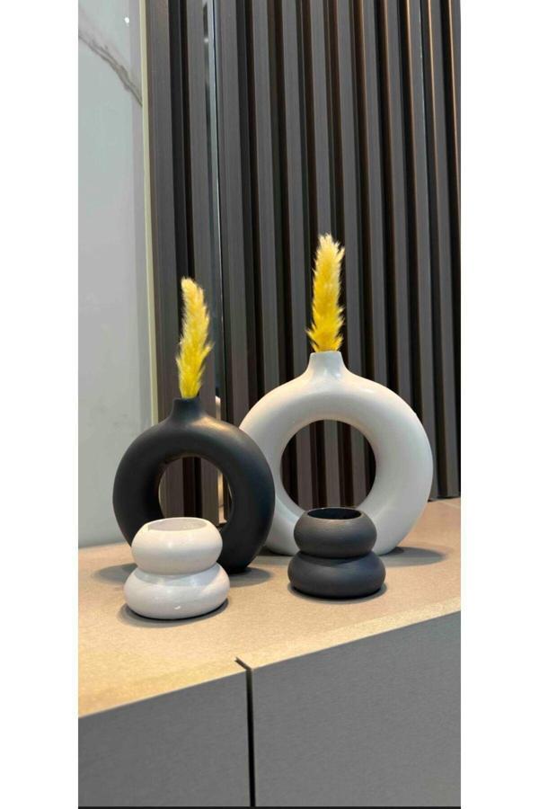 Blanj Bohem Halka Vazo, Mumluk Set 20X19 15X14 - Image 1