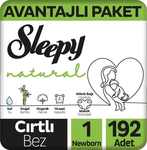 Sleepy Natural Avantajlı Paket Bebek Bezi 1 Numara Newborn 192 Adet - Image 1