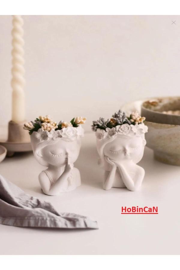 Blanj İkili Çiçekli Kız Kardeşler Dekor Vazo (Çiçekler Hariçtir) - Image 1