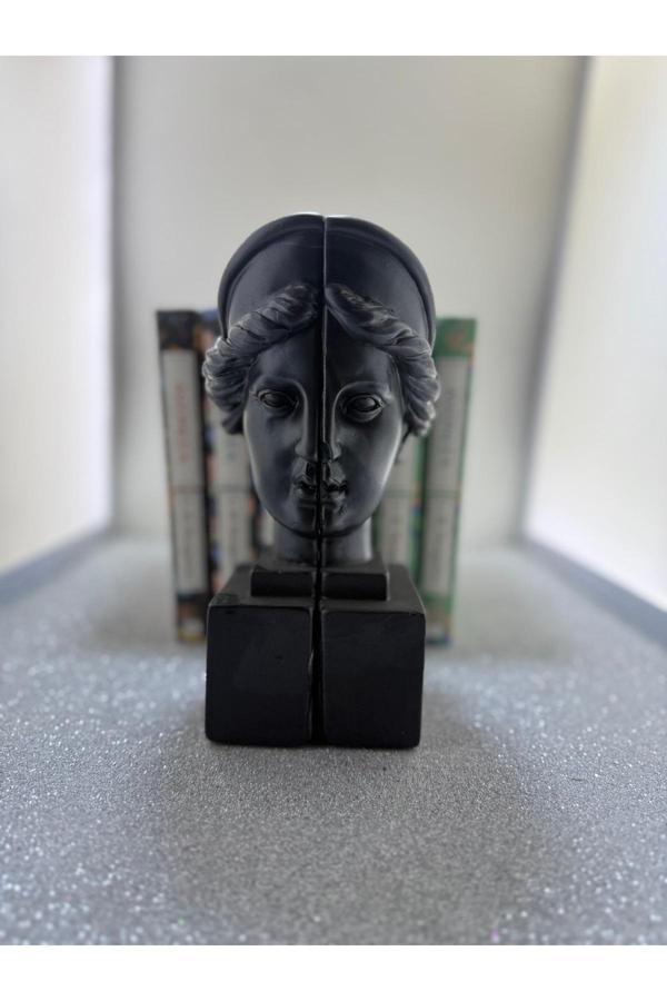 Pelirum Kadın Figürlü Soyut Dekoratif Siyah Kitap Tutucu - Image 1