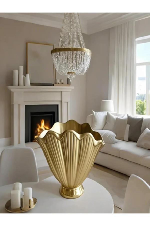 Blanj Altın-Gold 16 Cm Modern Trend Istiridye Vazo - Mekanlarınıza Zarif Bir Dokunuş - Image 1