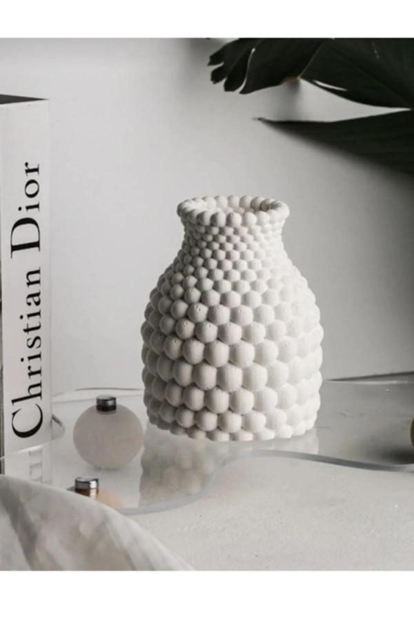 Blanj Petek Dekor Vazo Saksı, İskandinav Vazo, Dekoratif Petek Saksı - Image 1