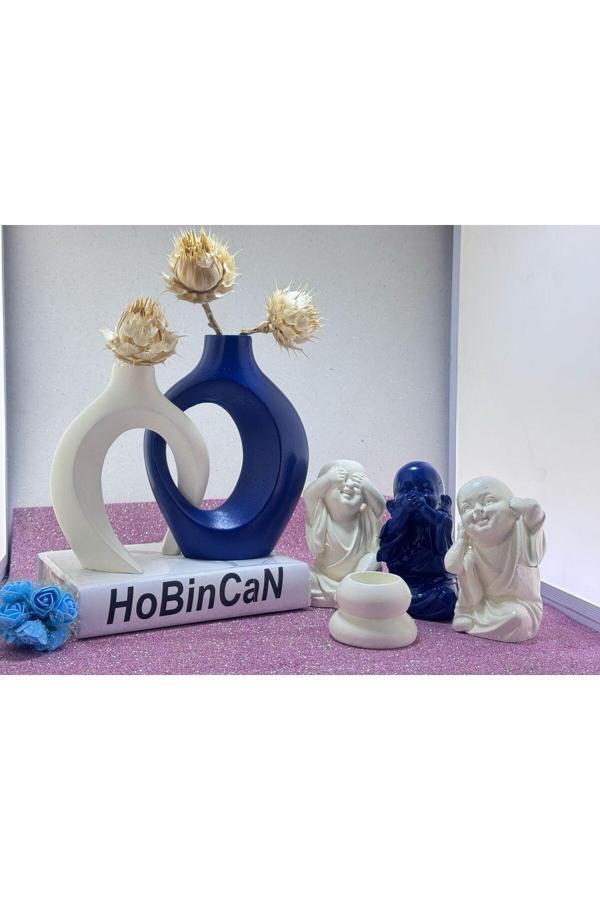 Blanj Sevgili Sarmaşık Vazo Ve Görmedim Duymadım Bilmiyorum Mumluk Biblo - Image 1