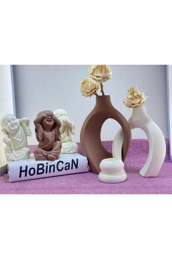 Blanj Sevgili Sarmaşık Vazo Ve Görmedim Duymadım Bilmiyorum Mumluk Biblo - Image 1