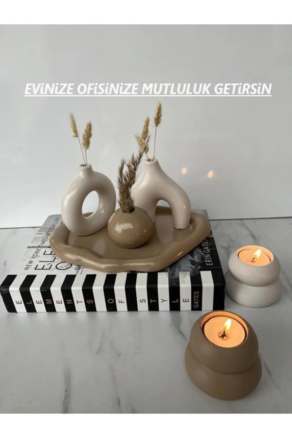 Blanj Hobincan Tasarım Dekoratif Vazo Seti 2’Li Mumluk Set - Image 1