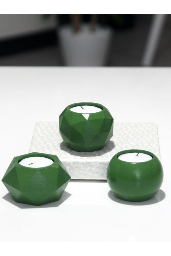 Stonnish Tealight Beton Mumluk Set 3 Lü Çimen Çimen Yeşili Tyc00602021929 - Image 1