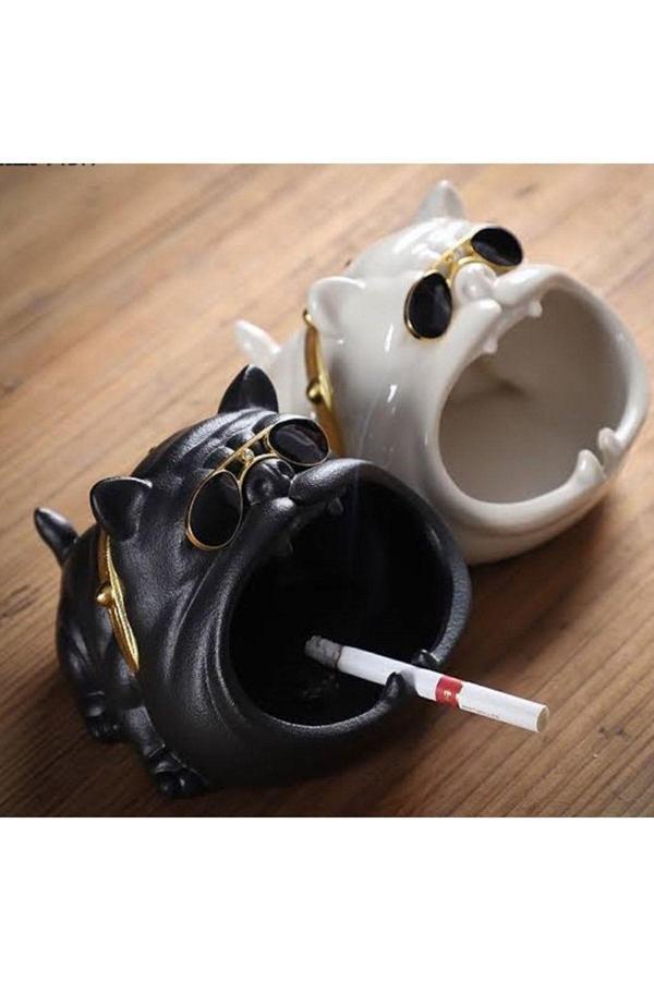 Florada Bulldog Figürlü 2'Li Dekoratif Kültablası Biblo Masaüstü Ev Ofis Dekorasyon Küllük Organizer - Image 1