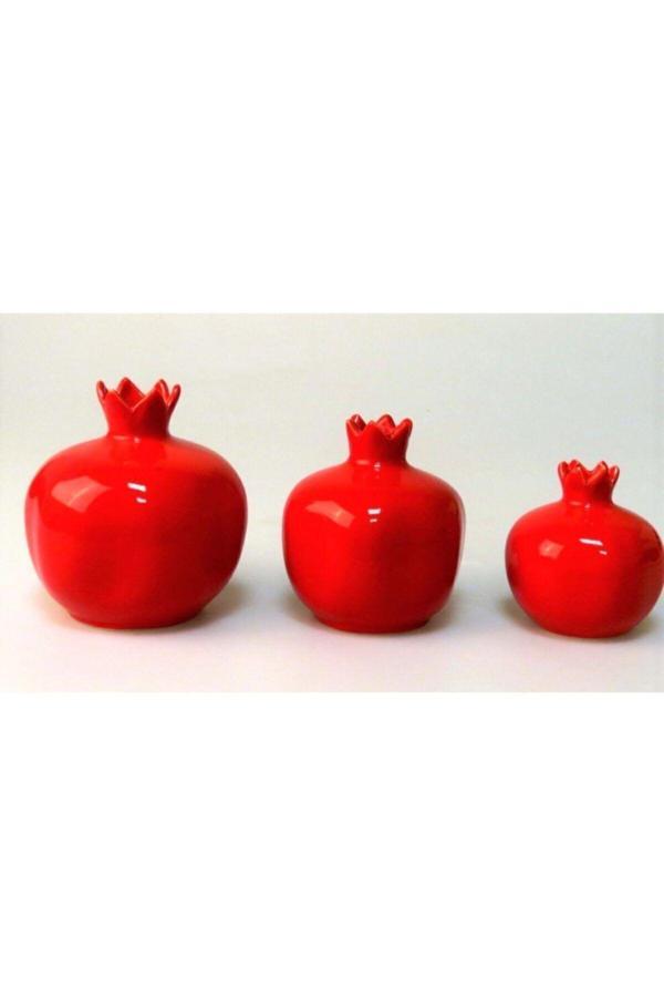 İdeal Seramik 3 Lü Nar Seti Kırmızı Bereket Narı - Image 1