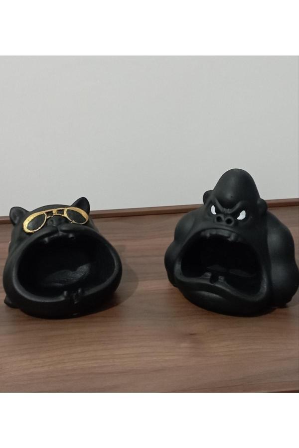 Hunatasarım Dekoratif 2'Li Küllük Köpek Ve Goril - Image 1