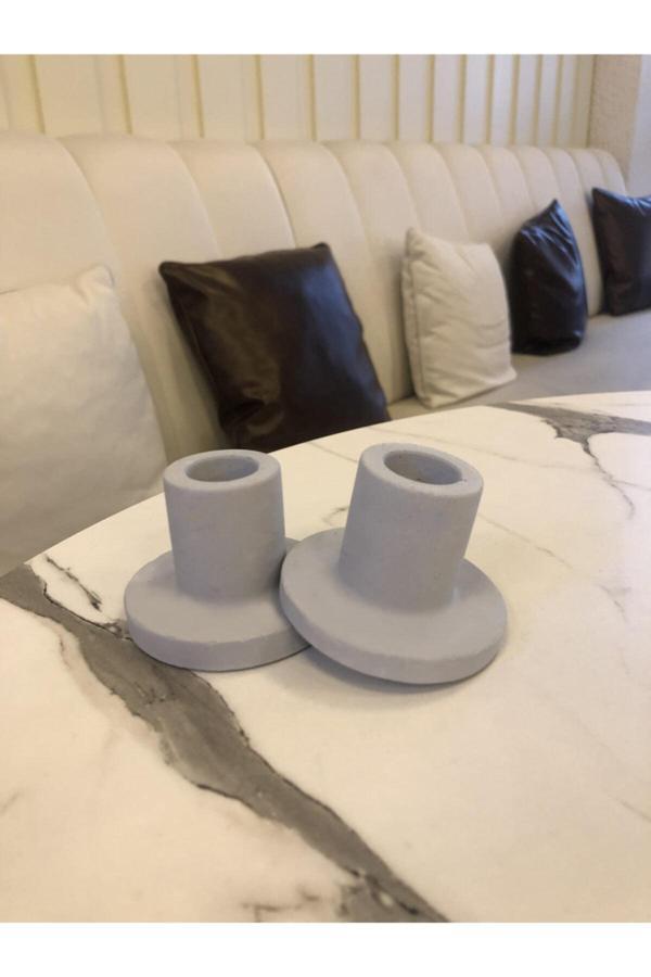 Aiwe Design 2'Li Mavi Beton Şamdan Mumluk Muml1013 - Image 1