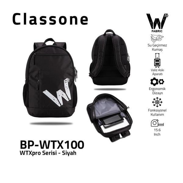 Classone BP-WTX100 Energy Serisi 15.6"Su Geçirmez Kumaş Laptop Notebook Sırt Çantası Siyah - Image 1