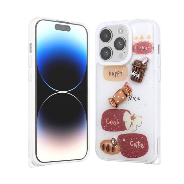 Apple iPhone 14 Pro Kılıf Parlayan Simli Kabartma Figürlü Zore Cevze Kapak - Image 1