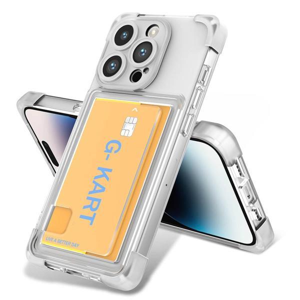 Apple iPhone 14 Pro Kılıf Airbag Tasarımlı Şeffaf Kartlıklı Zore G-Kart Kapak - Image 1
