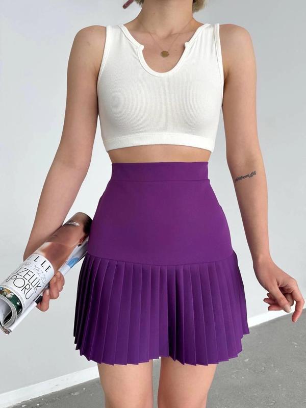 BİÇOMİ Altı pliseli mini etek Mor s24705 - Image 1