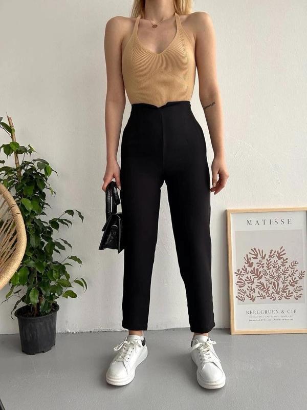 BİÇOMİ Atlas fletolu pantolon siyah - Image 1