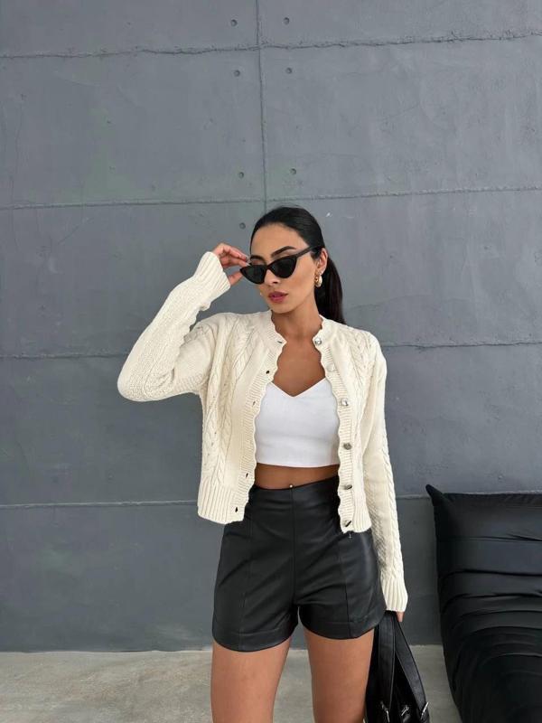 BİÇOMİ Düğme detaylı hırka ekru - Image 1