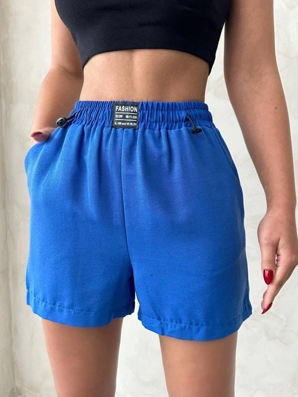 BİÇOMİ Armalı keten şort saks mavisi s251003 - Image 1