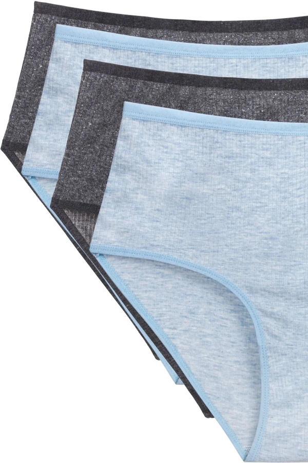 biçomi 4'lü Yeni Seri Renkli Yüksek Bel Fitilli Ribana Bato Külot Turquaz Gri - Image 1