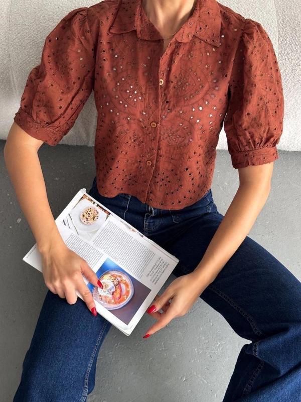 BİÇOMİ Brodeli crop gömlek s1023 - Image 1