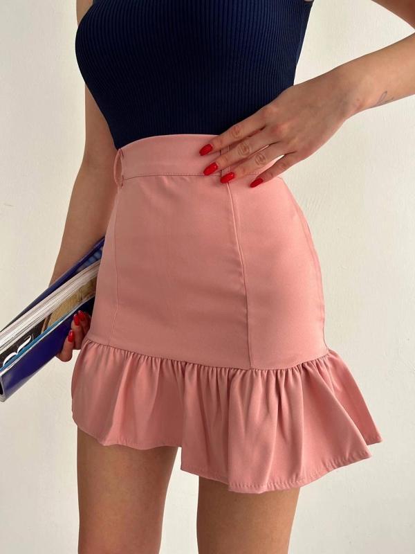 BİÇOMİ Altı fırfırlı etek pudra s24817 - Image 1