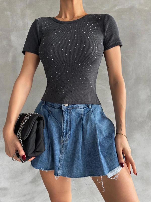 BİÇOMİ Önü taşlı antrasit bluz s3512 - Image 1