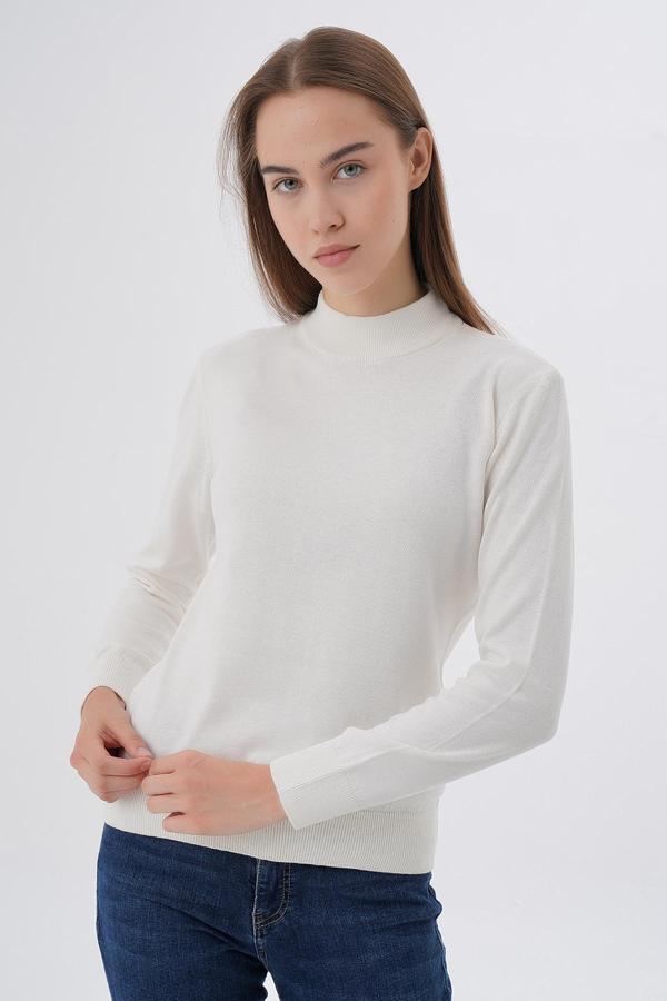 Kadın %100 Organik Pamuk Yarım Balıkçı Yaka Triko Kazak Örme Bluz TRIST-6104 - Image 1