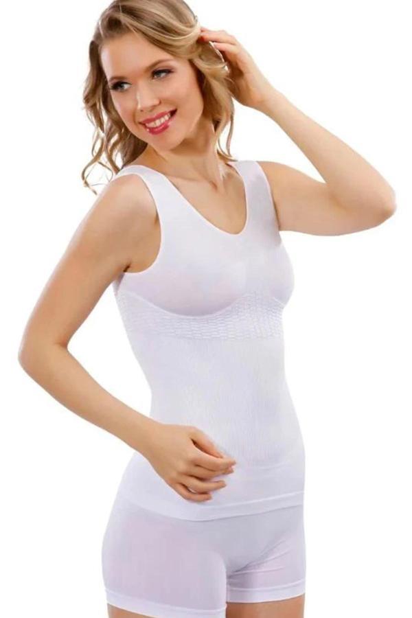 biçomi Jakarlı Kalın Askılı Bayan Atlet 14005 -Beyaz - Image 1