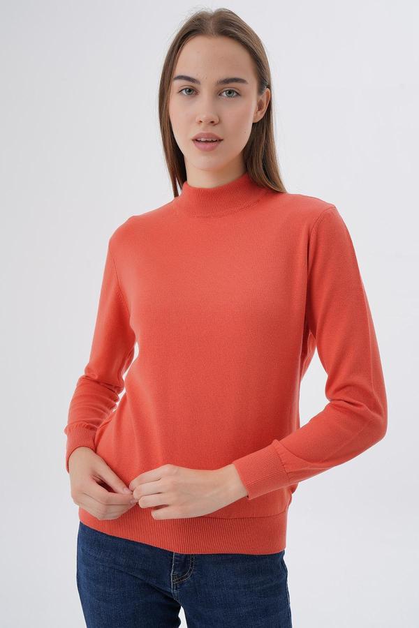 Kadın %100 Organik Pamuk Yarım Balıkçı Yaka Triko Kazak Örme Bluz TRIST-6104 - Image 1