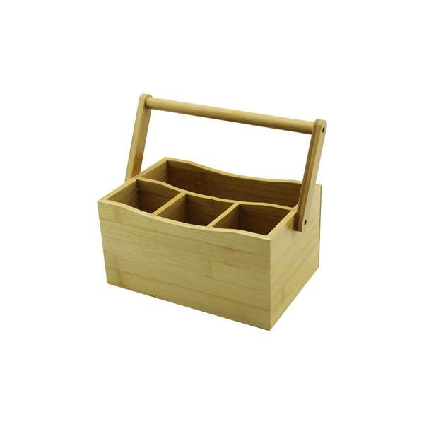 TAŞIMA KULPLU - 3+1 BÖLMELİ   TEZGAH ÜSTÜ  BAMBU - AHŞAP KAŞIKLIK (5365) - Image 1