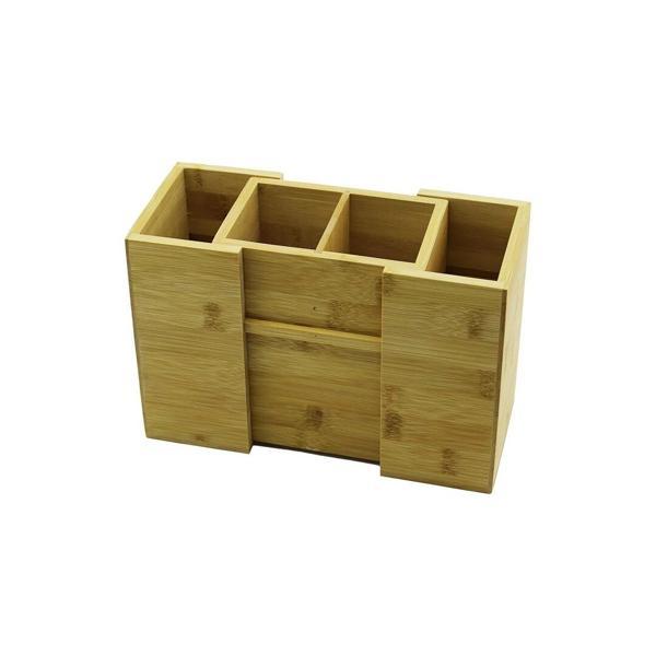 AÇ-KAPA - 2+2 BÖLMELİ   TEZGAH ÜSTÜ  BAMBU - AHŞAP KAŞIKLIK (5365) - Image 1