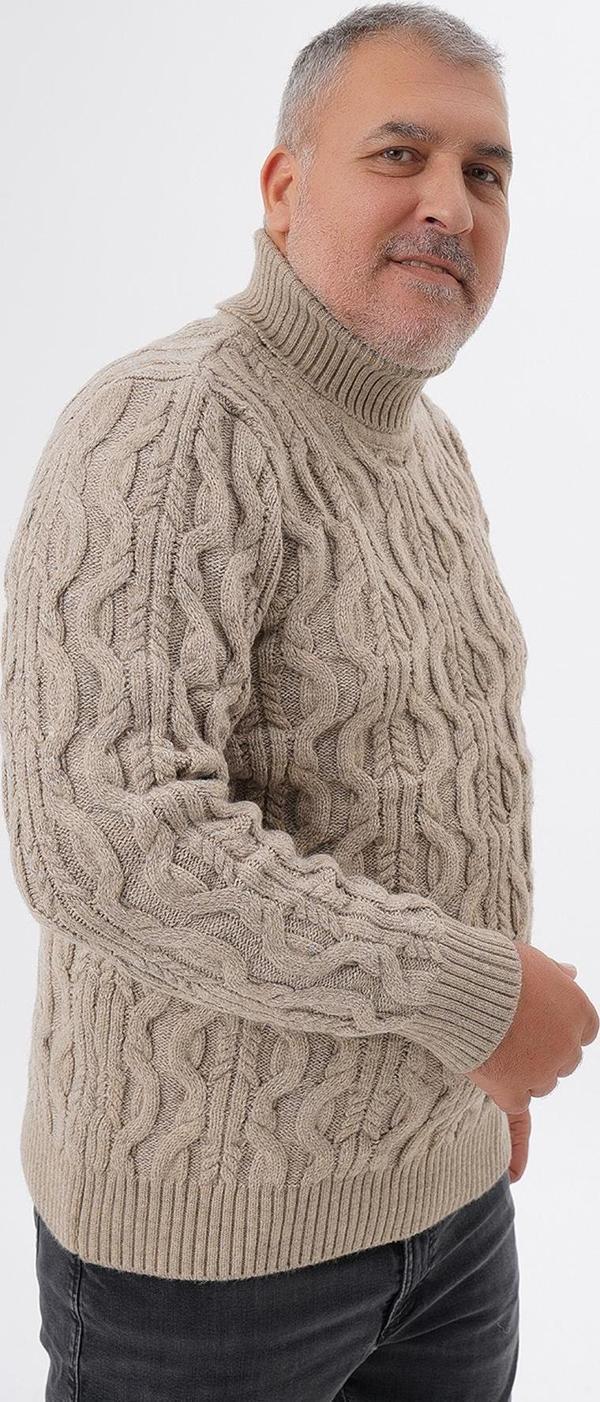 BÜYÜK BEDEN ERKEK VIZON BALIKÇI SAÇ ÖRGÜLÜ YÜN KAZAK TRIST-2119 - Image 1