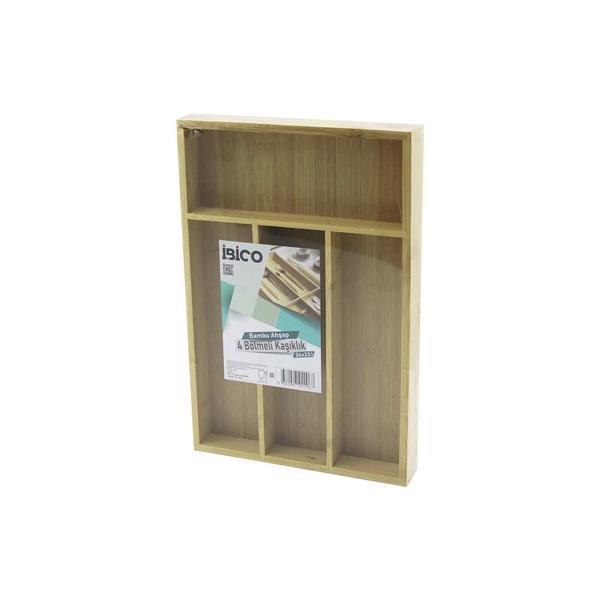 4 BÖLMELİ AHŞAP BAMBU KAŞIKLIK  24X33CM (5365) - Image 1