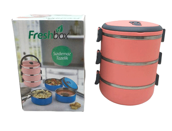 KOYU PEMBE 3LÜ SEFER TASI SAKLAMA KABI 1.8LT (5365) - Image 1