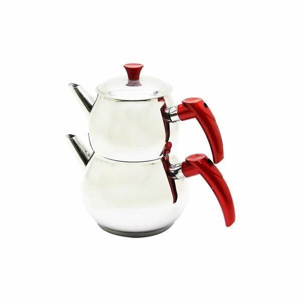 MİNİ 2LT KÜÇÜK BOY KÜRE ÇELİK ÇAYDANLIK SETİ - ÜST: 0.75LT - ALT: 1.4LT (5365) - Image 1