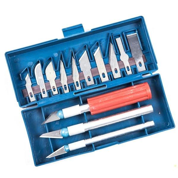 Zanaat 16 Parça Hobi Gravür Ahşap Heykel Çömlek Oyma Şekil Verme 13 Maket Bıçak Neşter Seti (5365) - Image 1