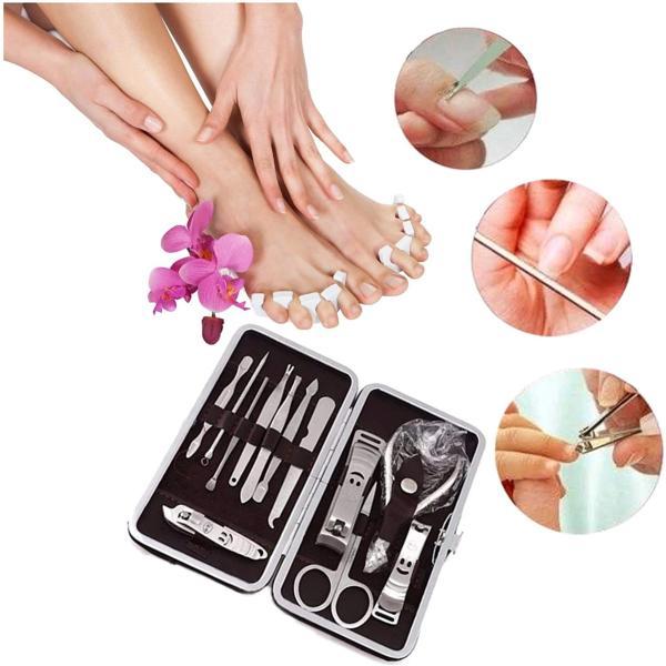 Çantalı Manikür Pensi Profesyonel ve Manikür Pedikür Seti 13 Parça Tırnak Eti İtici Ve Cımbız (5365) - Image 1