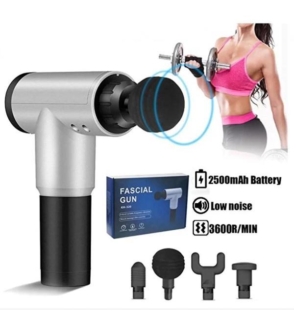 Fascial Gun RH-320 6 Kademe Hız Ayarlı, 4 Parça Başlıklı, Usb Şarjlı, Masaj Tabanca Aleti (5365) - Image 1