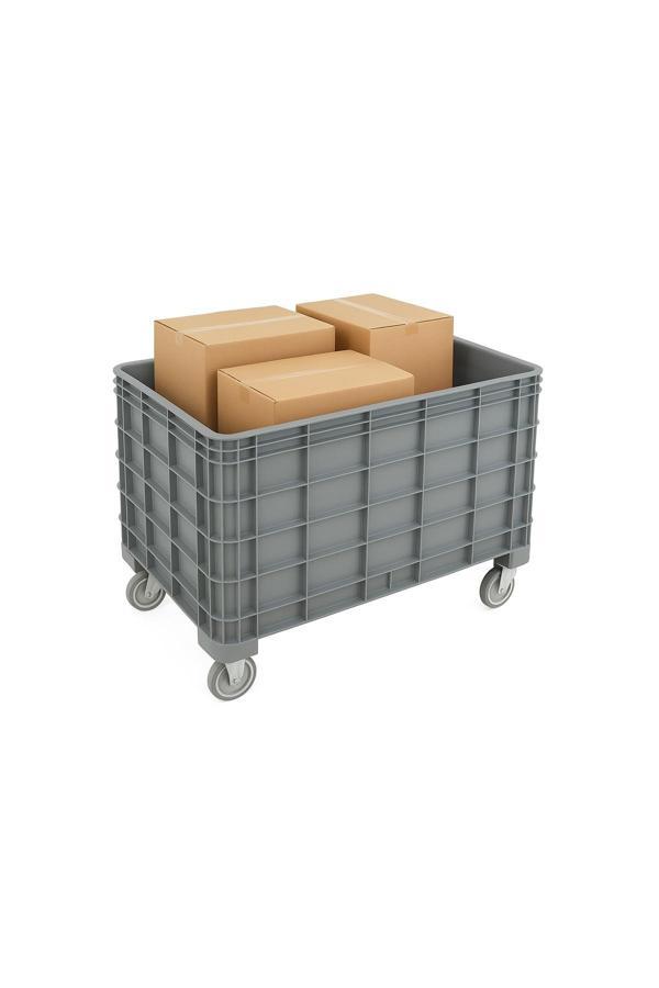 Aslan Ticaret Tekerlekli Plastik Tekne / Endüstriyel Taşıma Kasası 63x101x79 (EnxBoyxYükseklik) - Image 1