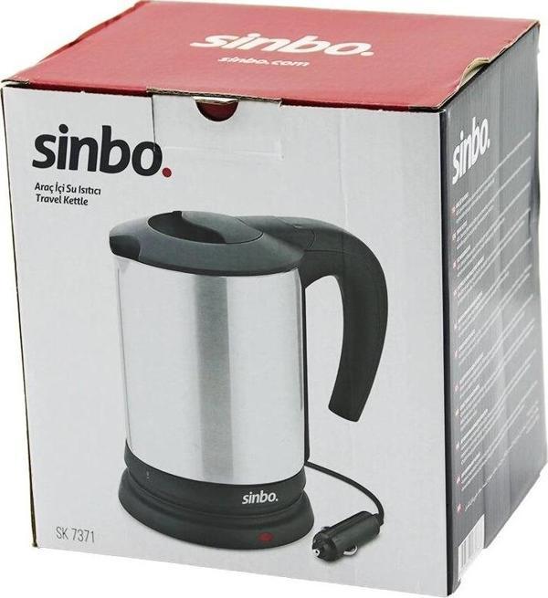 SİNBO SK-7371  12V  ARAÇ İÇİ KETTLE  PASLANMAZ ÇELİK  SU ISITICISI  0.8LT   120W   ÇAKMAKLIK FİŞLİ   - Image 1