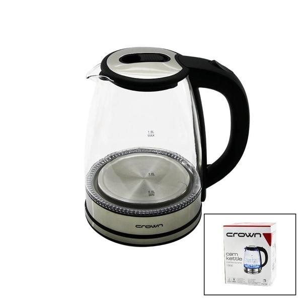 CAM - LEDLİ  KETTLE   1.8LT   1500W   ÇELİK TABAN - KROM KAPAK  360° GÖVDE   PLASTİK KULP (5365) - Image 1
