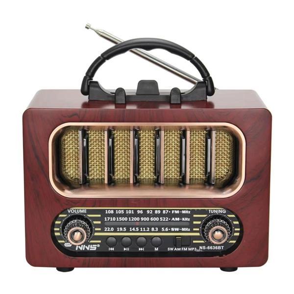Orta Boy Retro Ahşap Tasarım Bluetooth Hoparlörlü Radyo – FM/AM Destekli, Şarjlı ve Taşınabiliri Rad - Image 1