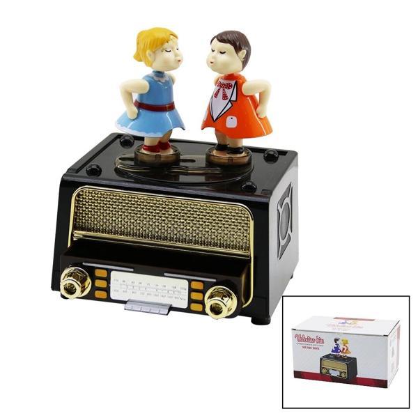 MÜZİKLİ  DEKORATİF  NOSTALJİK RADYO - DANS EDEN ÇOCUKLAR - TAKI KUTUSU (5365) - Image 1